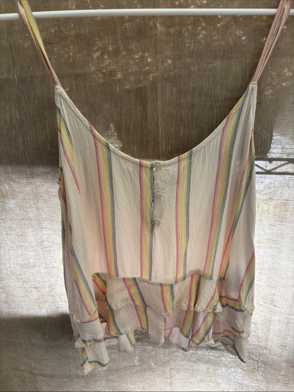 Volcom Pastel Striped Ruffle Cami Tank Top